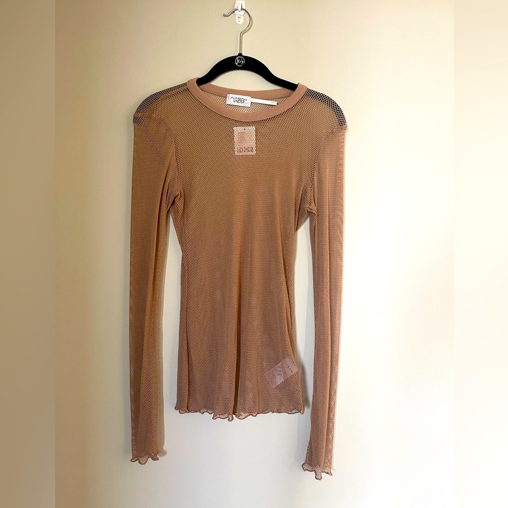 Urban Outfitters tan, netted, long sleeve top
